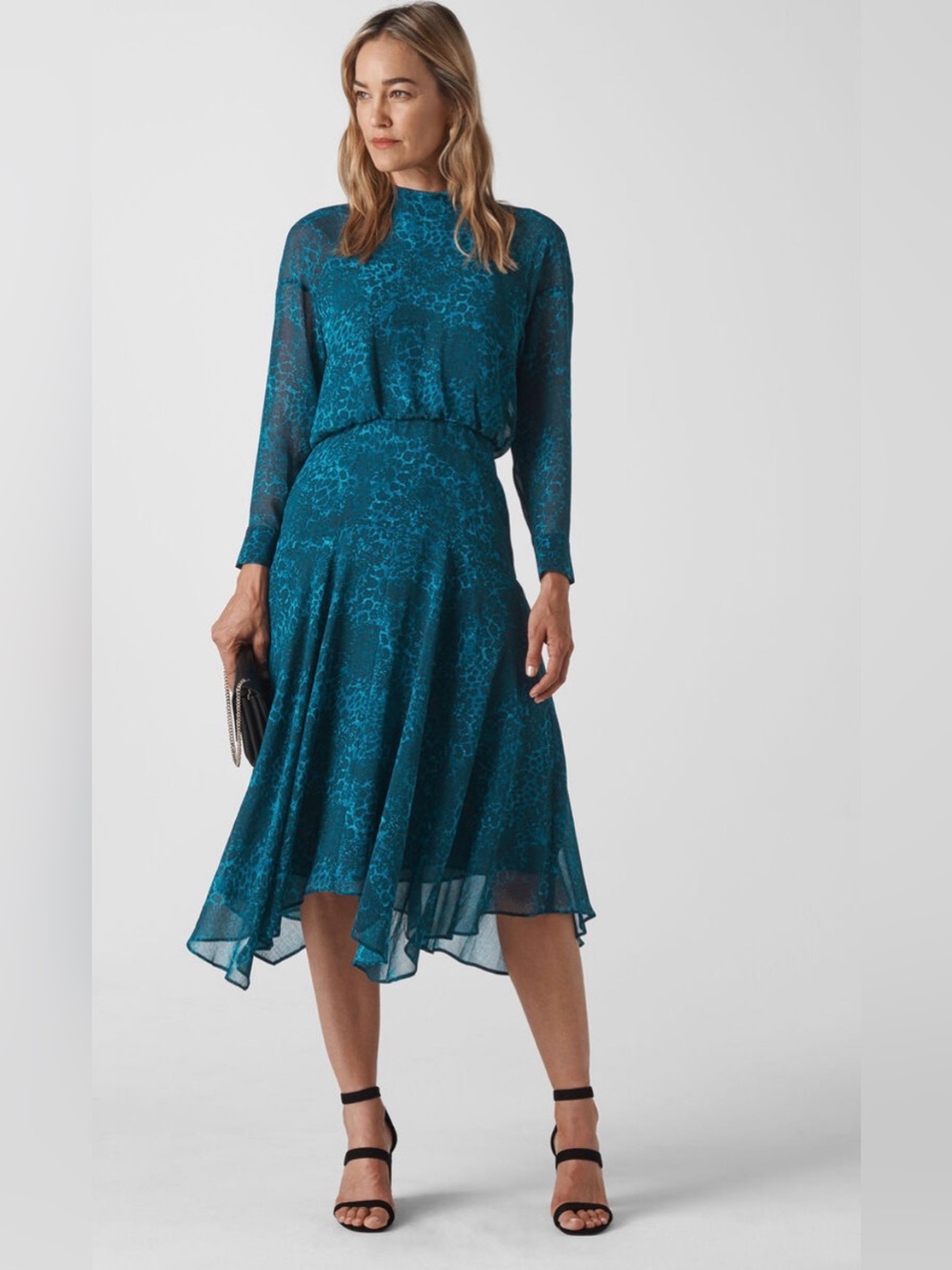 Whistles - Teal Big Cat Carlotta Dress